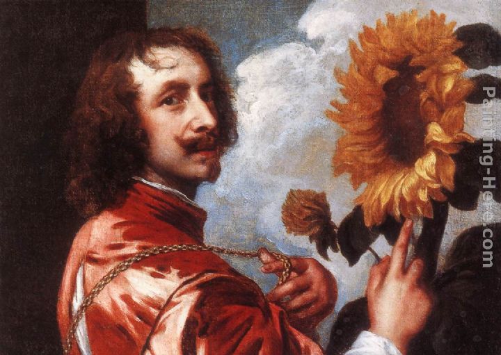 Self-portrait with a Sunflower painting - Sir Antony van Dyck Self-portrait with a Sunflower art painting